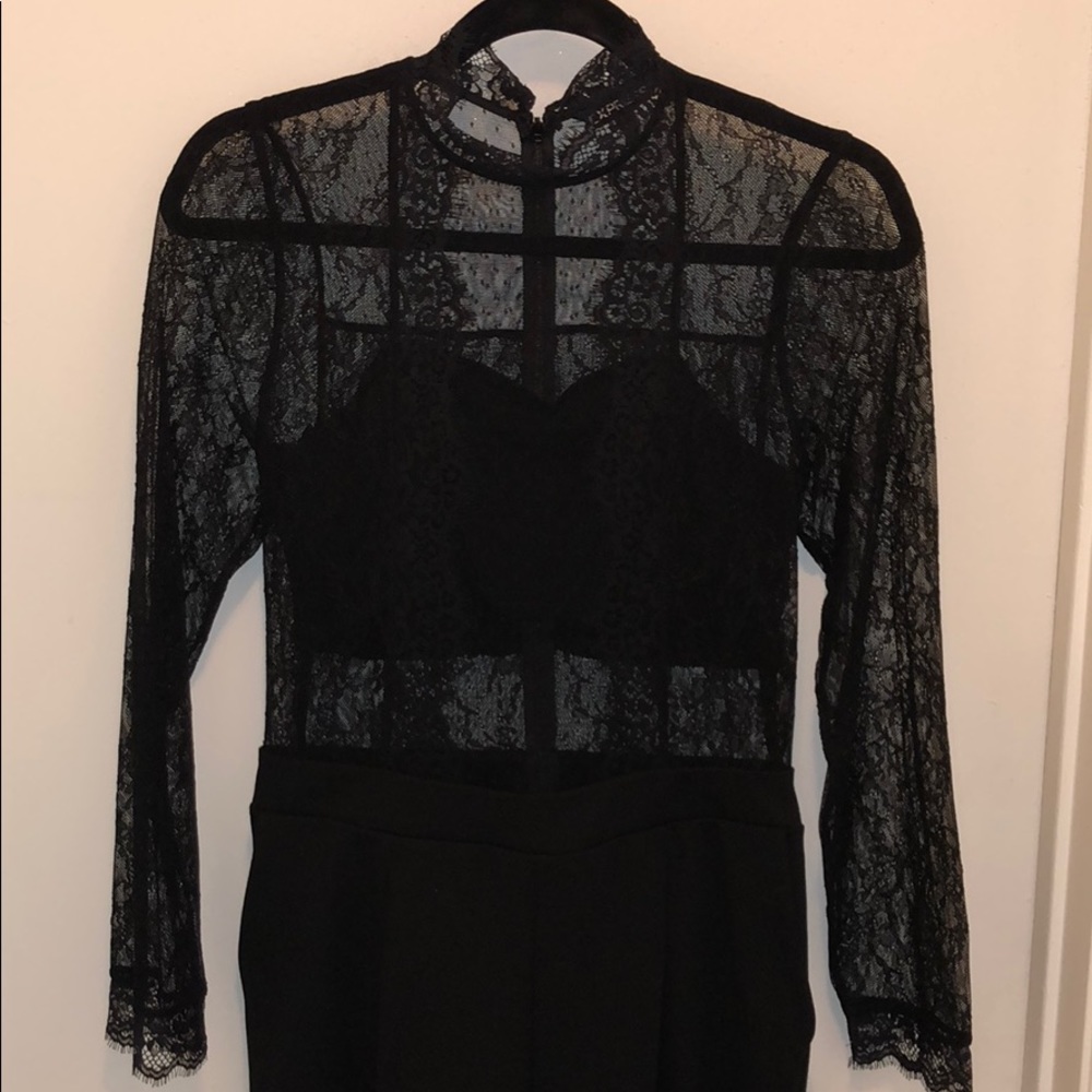 Mock Neck Lace Jumpsuit